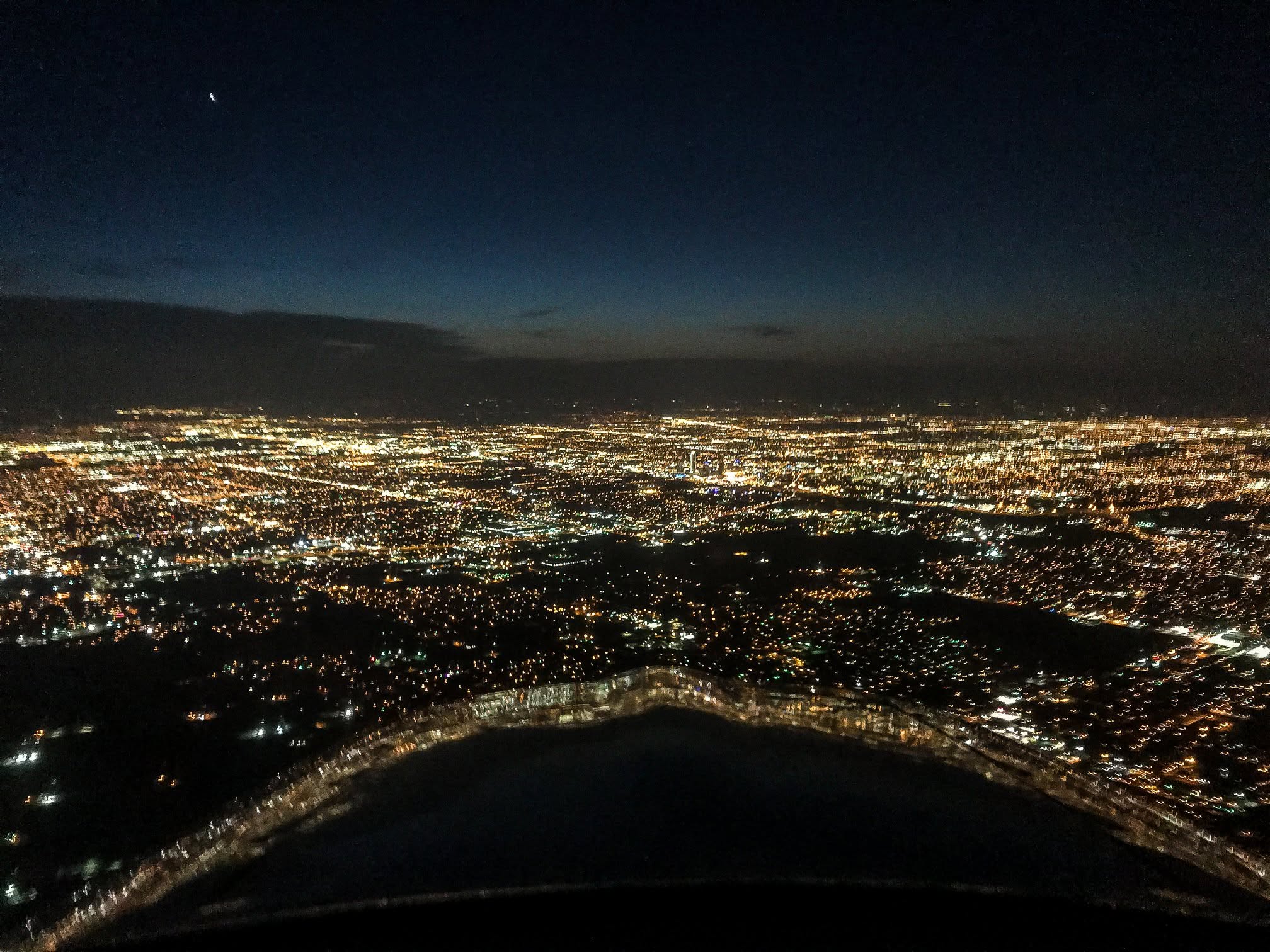 Oklahoma City at night viewed from an airplane